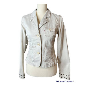 Levi's Khaki Short Jacket with Stud Details on Sleeve Cuffs Size Medium